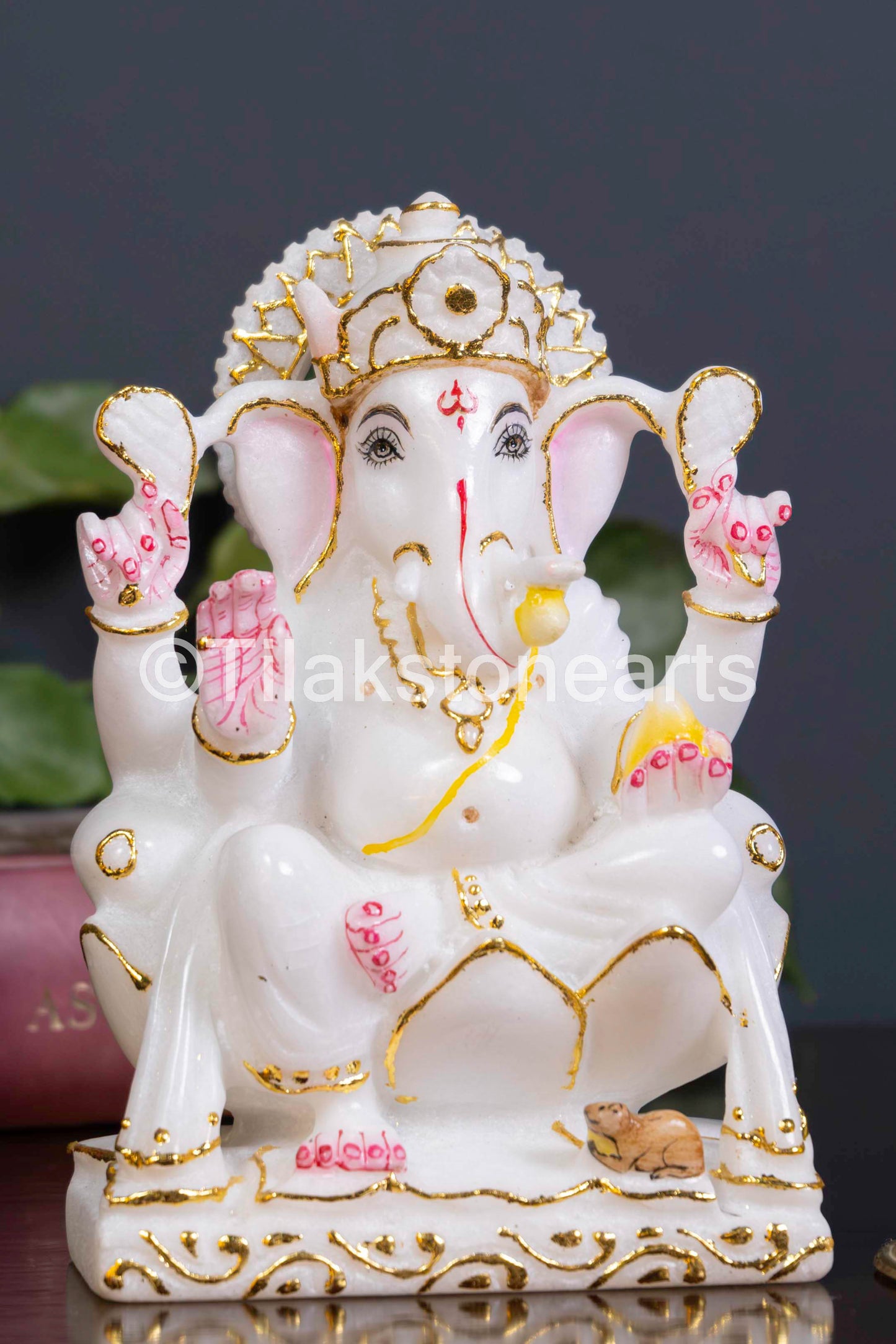 Lord Ganesha 6" Vietnam Pure White Marble Idol