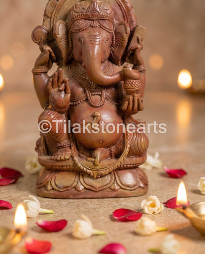 Lord Ganesha 7” Natural Pure Oakwood Stone Idol