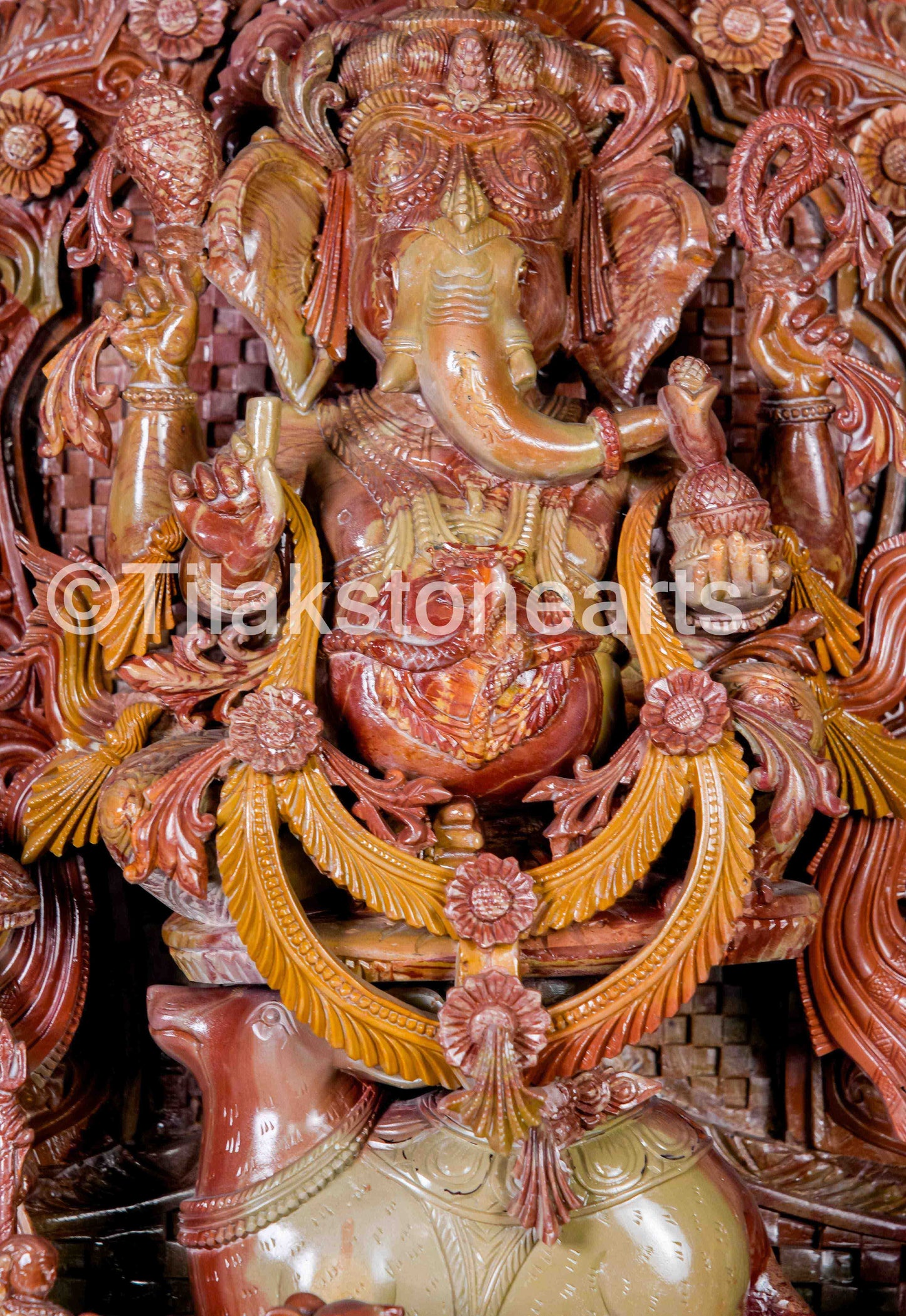 Lord Ganesha 24” Natural Pure Oakwood Stone Idol