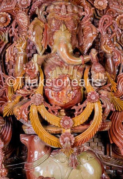 Lord Ganesha 24” Natural Pure Oakwood Stone Idol