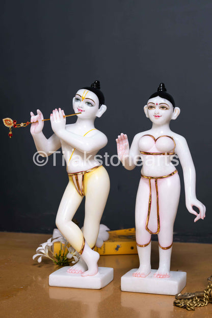 Isckon Radha Krishna Pair 15" Vietnam Pure White Idol