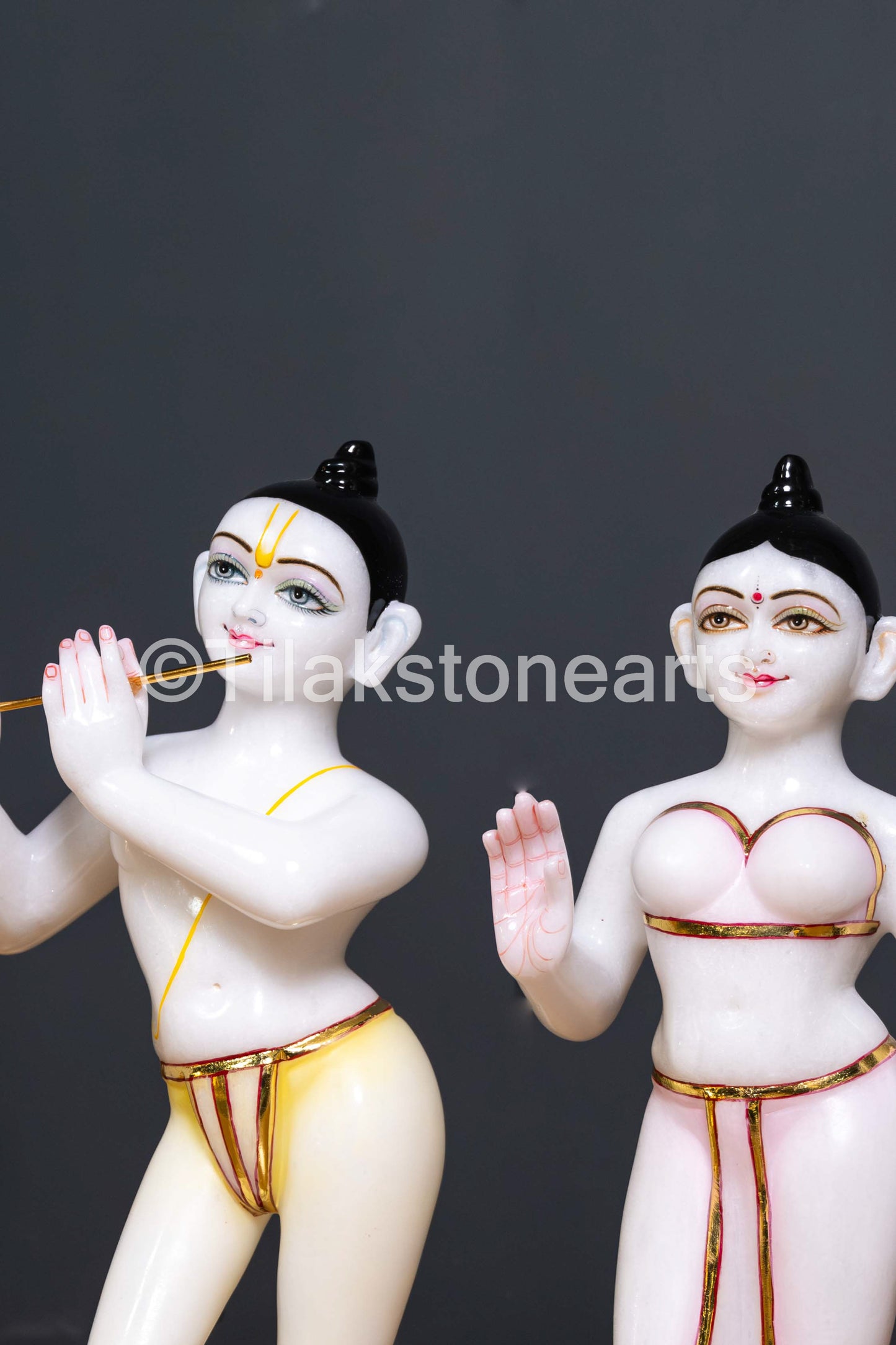 Isckon Radha Krishna Pair 15" Vietnam Pure White Idol