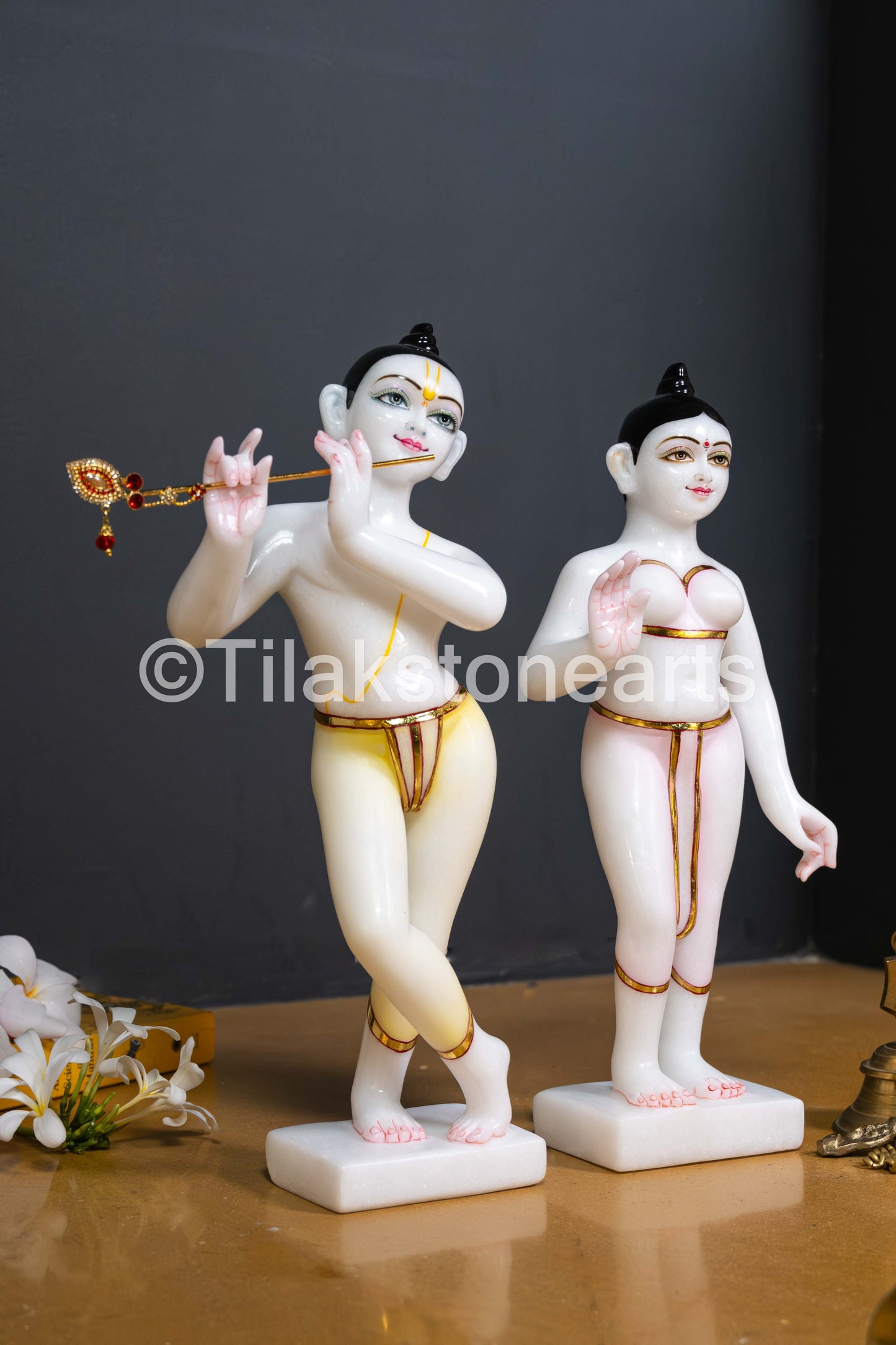 Isckon Radha Krishna Pair 15" Vietnam Pure White Idol