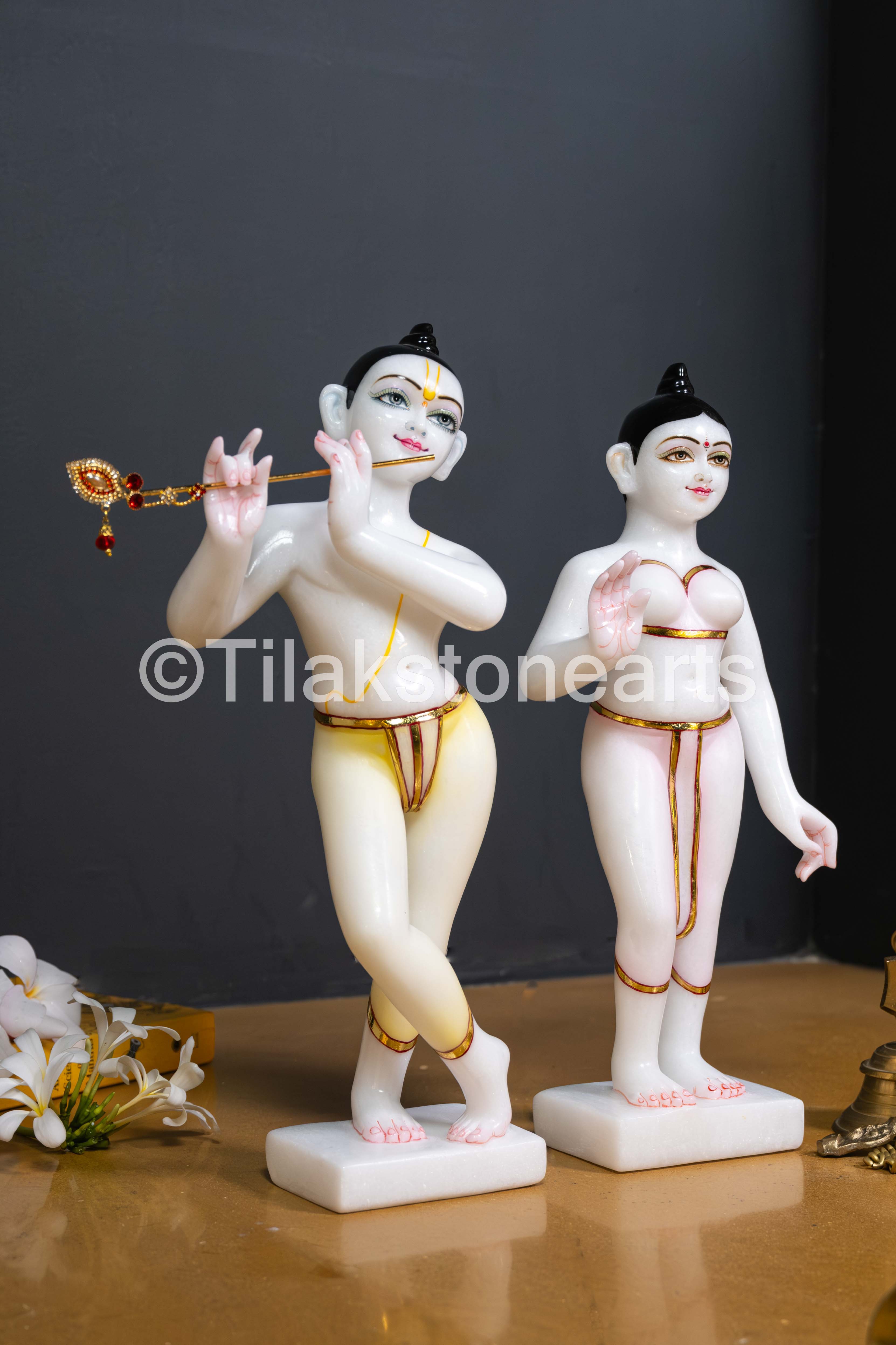 Isckon Radha Krishna Pair 15" Vietnam Pure White Idol