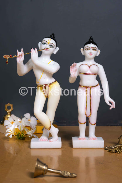 Isckon Radha Krishna Pair 15" Vietnam Pure White Idol