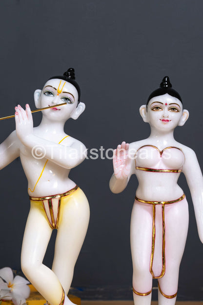 Isckon Radha Krishna Pair 15" Vietnam Pure White Idol