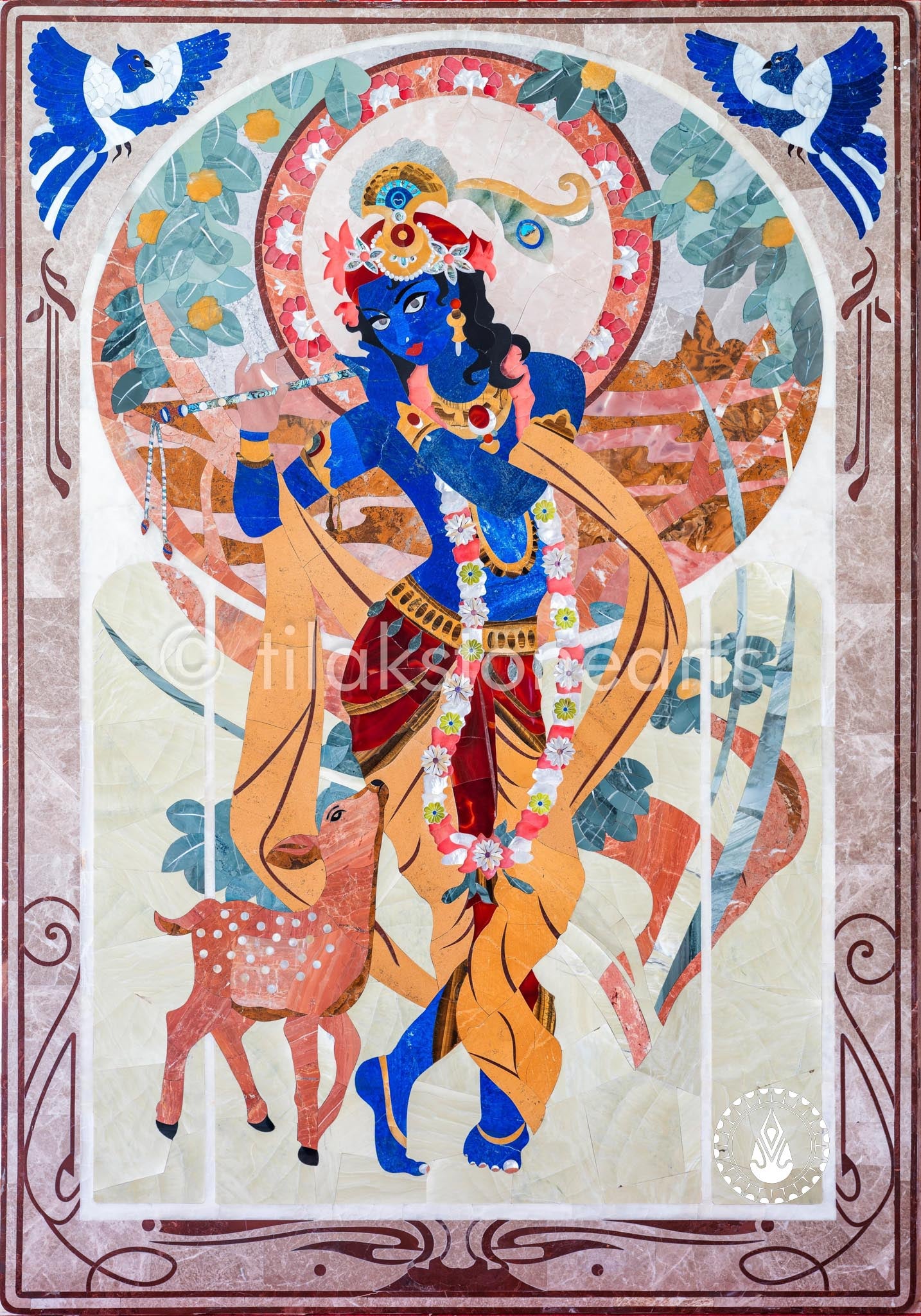 Suranga Wall Art 60" | Inlay Stones