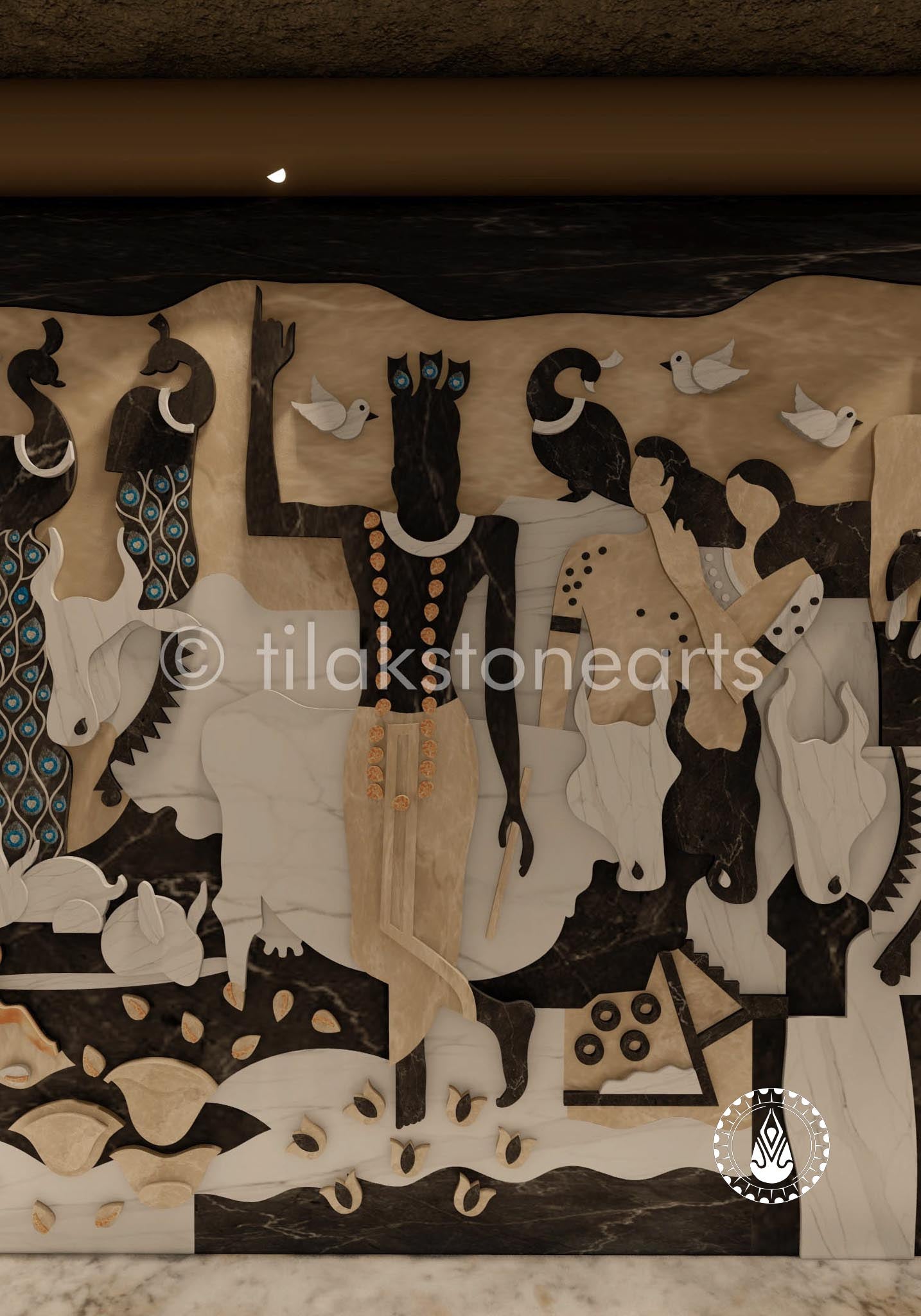 The Madhav Leela Panel 96" | Multiple Italian Stones