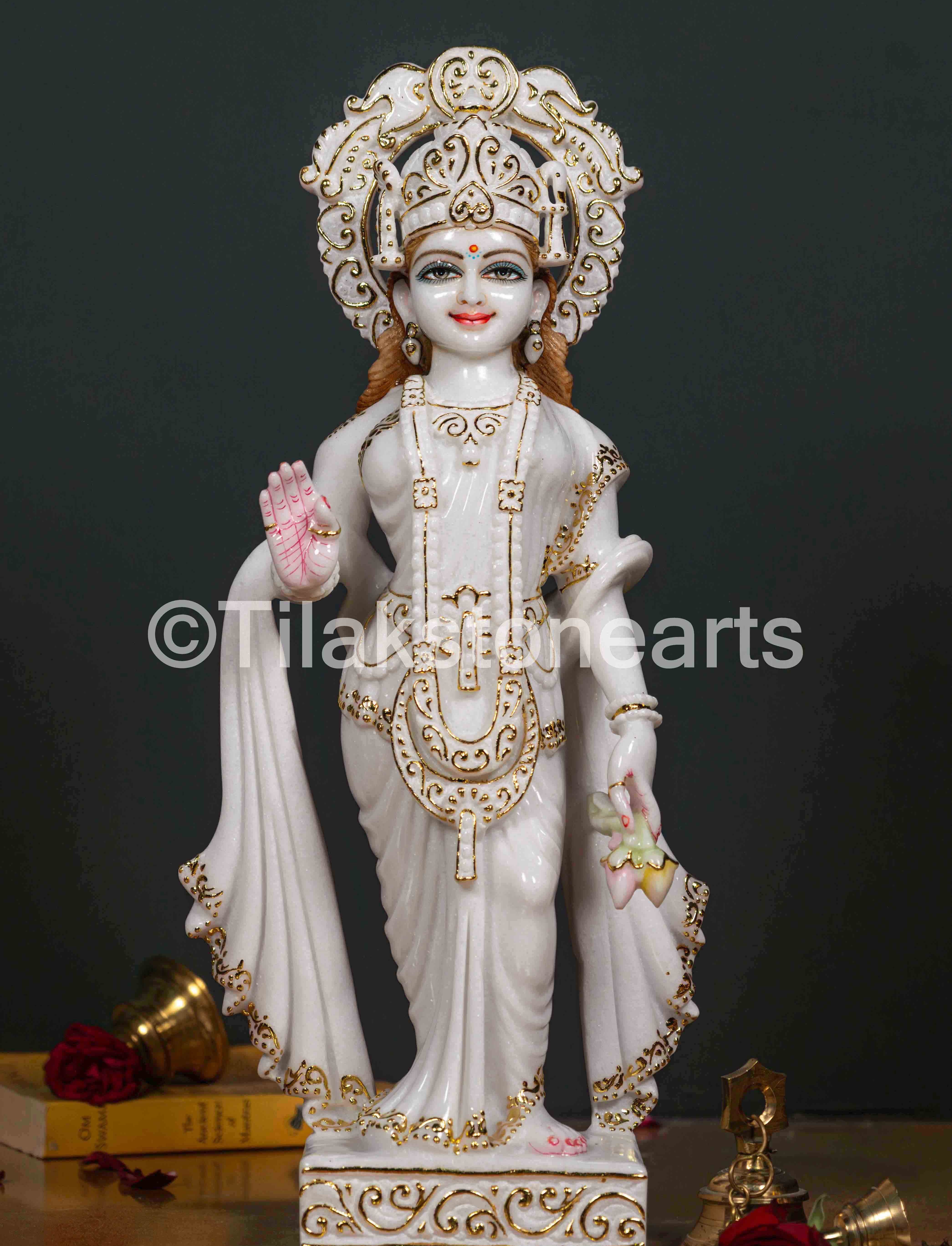 Ram Darbar 24" Vietnam Pure White Marble Idol