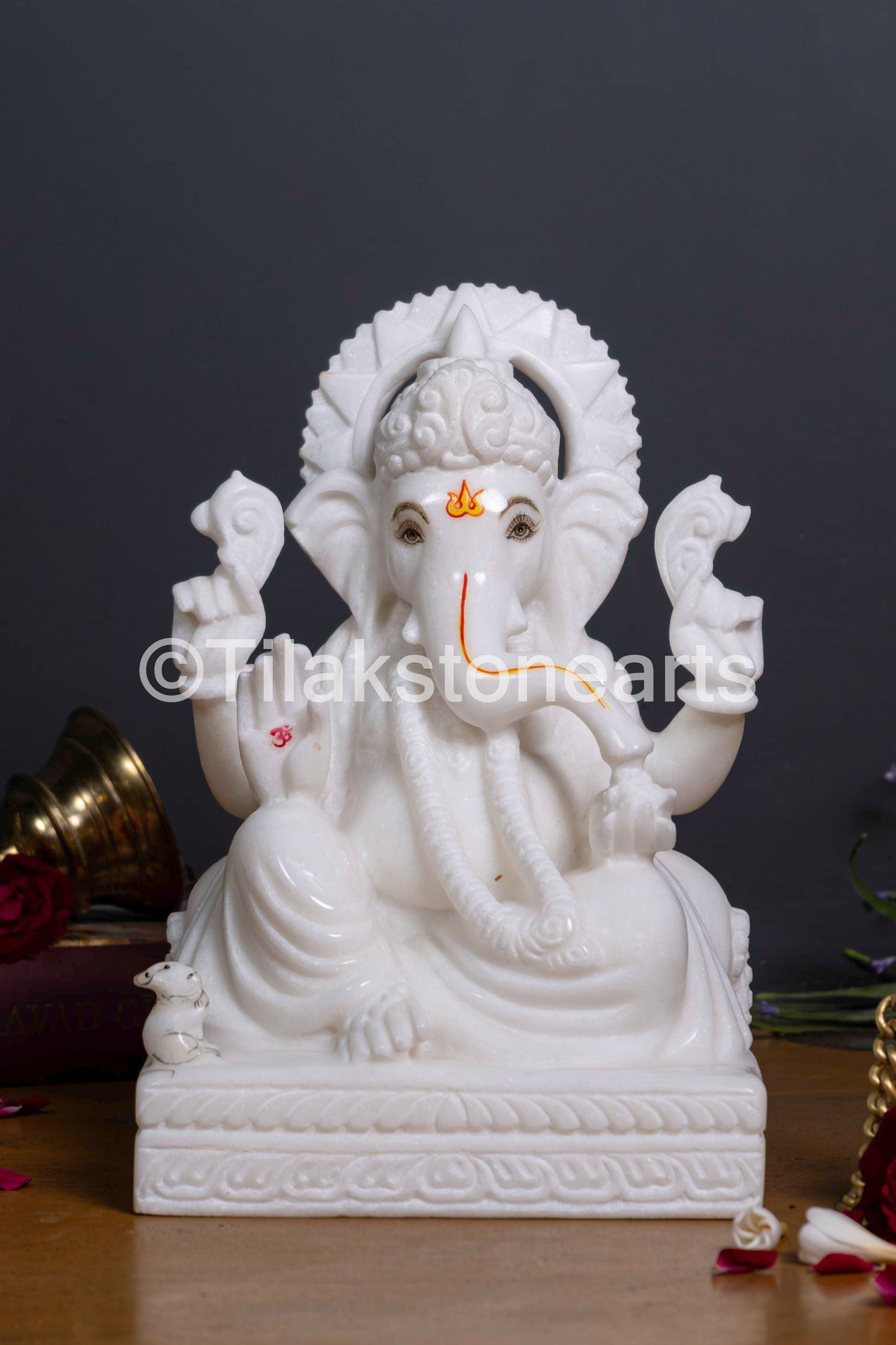 Lord Ganpati Ganesha 10" Vietnam Pure White Marble Idol
