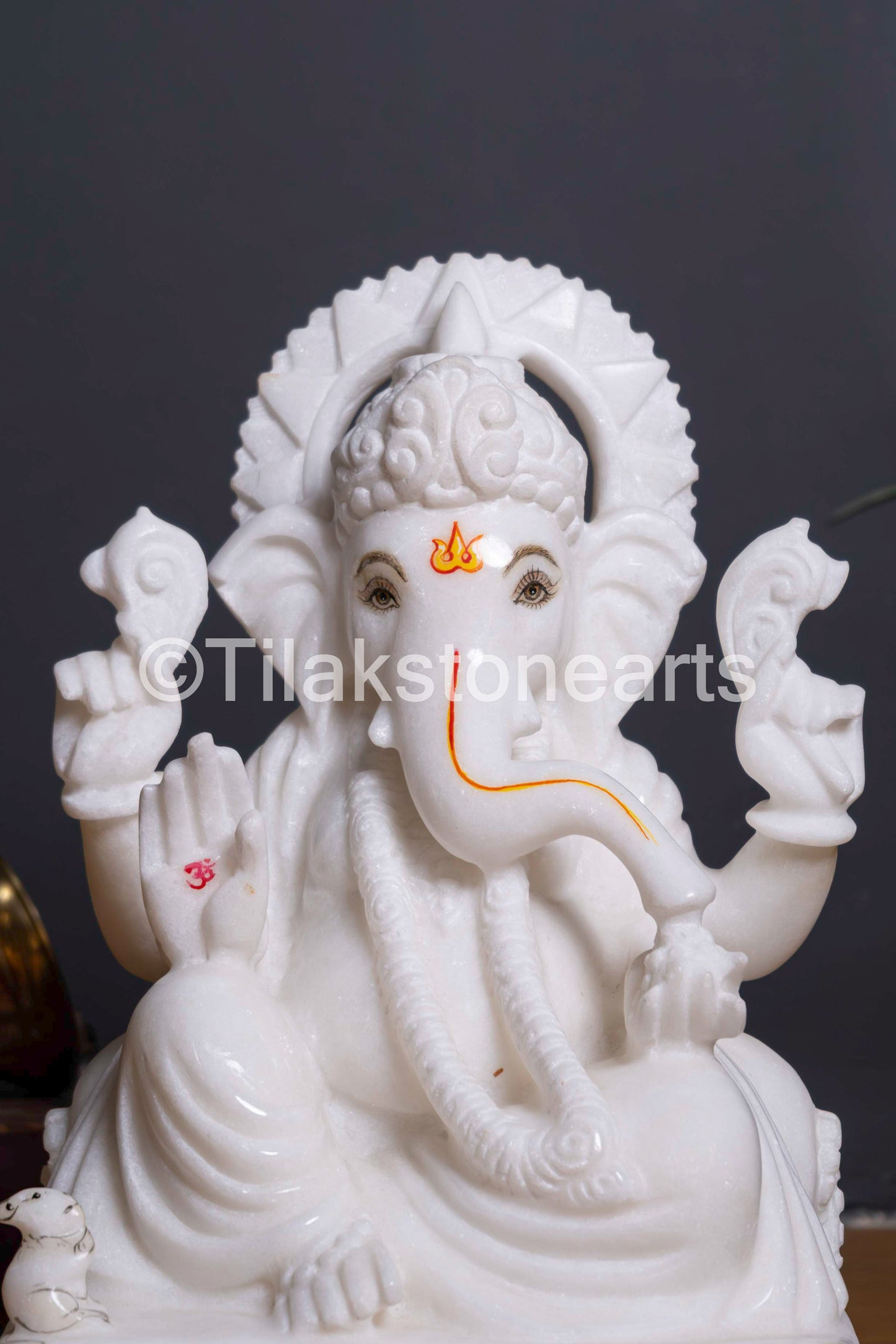 Lord Ganpati Ganesha 10" Vietnam Pure White Marble Idol