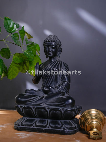Buddha 12"  Pure Natural Black Stone Idol