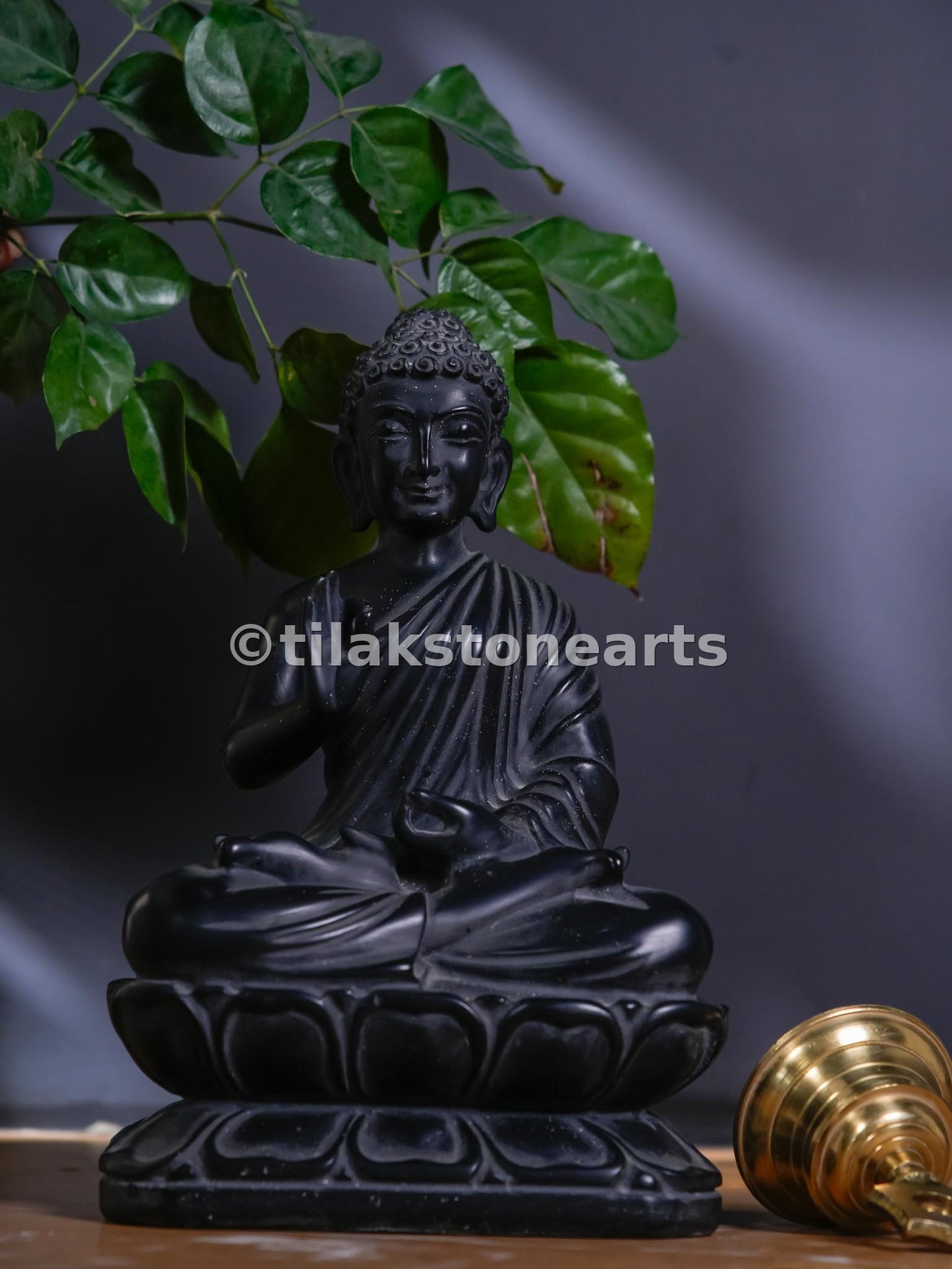 Buddha 12"  Pure Natural Black Stone Idol