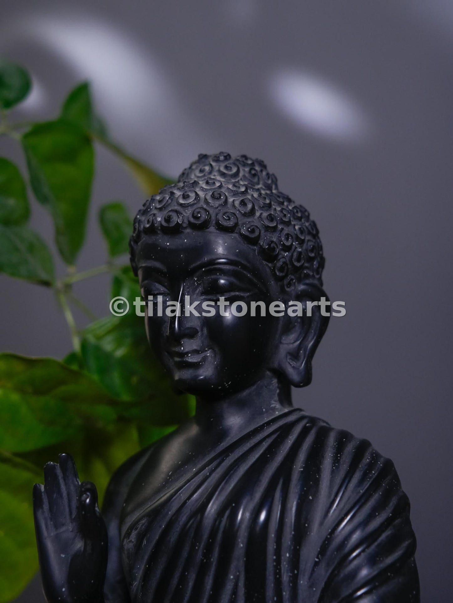 Buddha 12"  Pure Natural Black Stone Idol