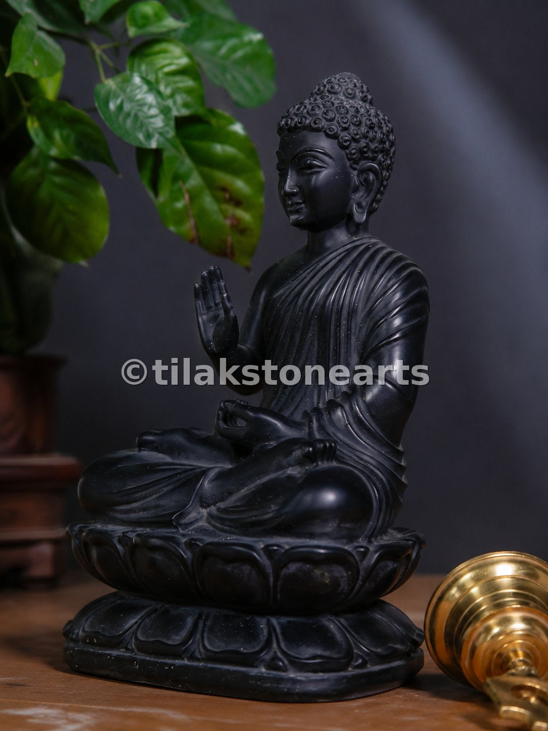 Buddha 12"  Pure Natural Black Stone Idol