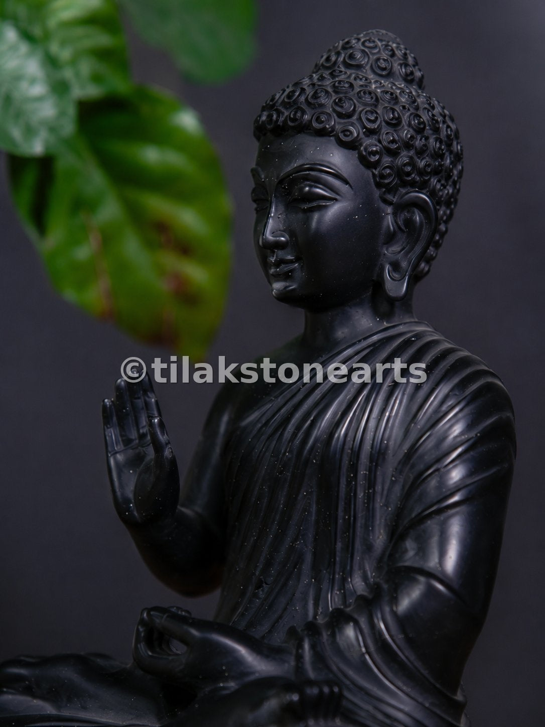 Buddha 12"  Pure Natural Black Stone Idol