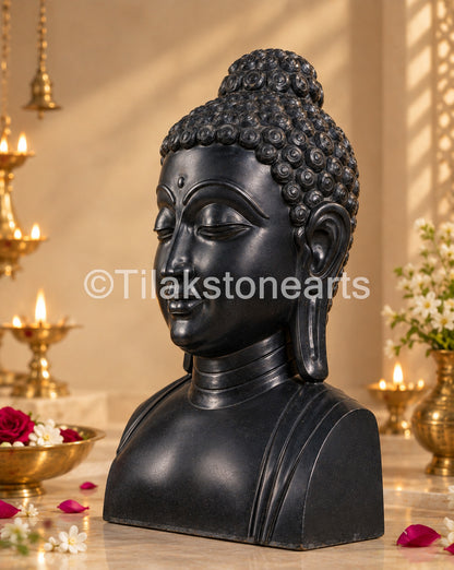 Divine Meditational Buddha 27" Pure Natural Black Stone Idol