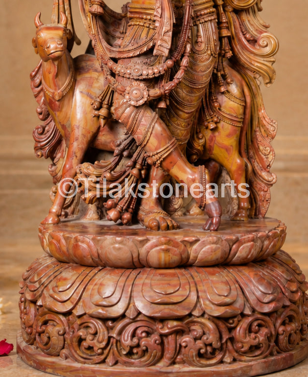 Lord Divine Murlidhar Krishna 34” Pure Natural Oakwood Idol