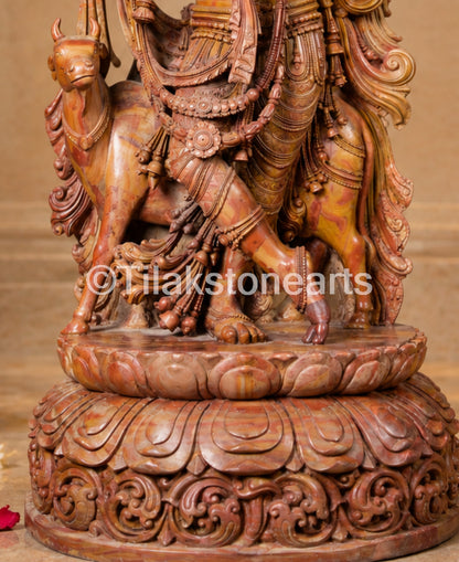 Lord Divine Murlidhar Krishna 34” Pure Natural Oakwood Idol