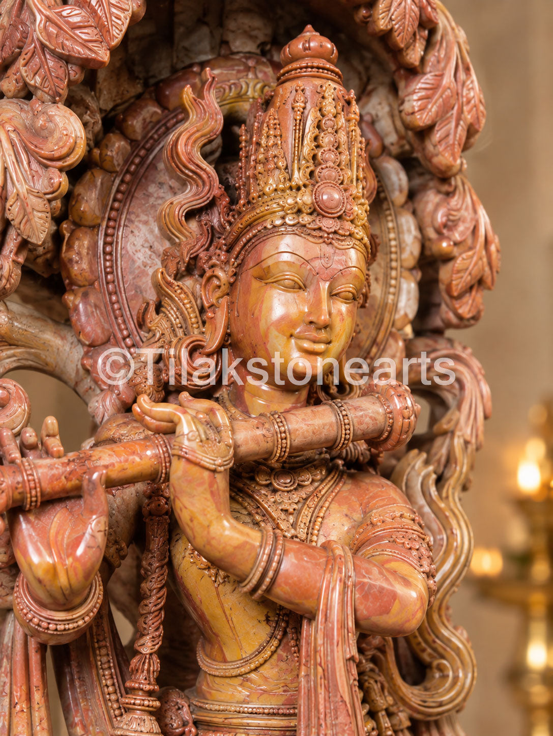 Lord Divine Murlidhar Krishna 34” Pure Natural Oakwood Idol
