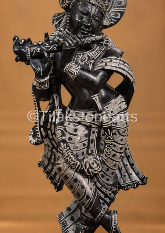 Shyama Murlidhar 12” Natural Midnight Black Stone Idol