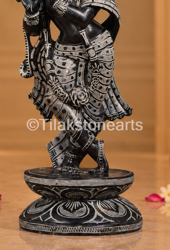Shyama Murlidhar 12” Natural Midnight Black Stone Idol