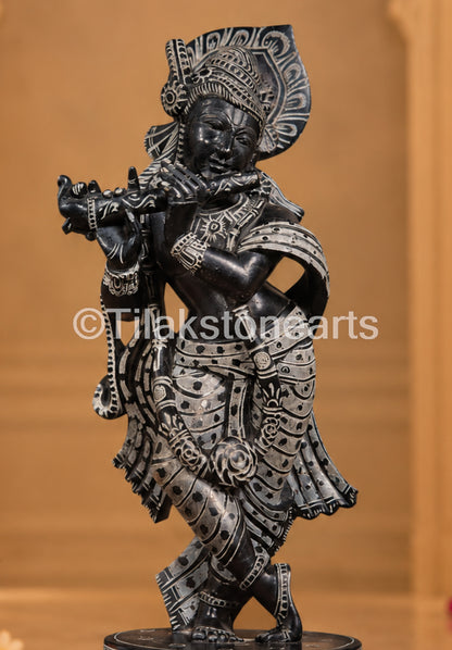 Shyama Murlidhar 12” Natural Midnight Black Stone Idol