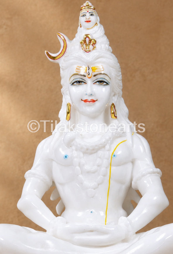 Aadi Yogi Shiv 15" Vietnam Pure White Marble Idol