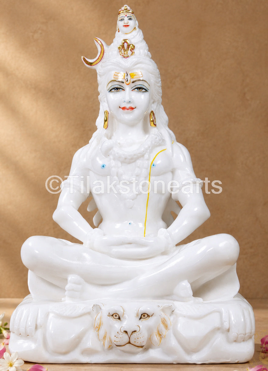 Aadi Yogi Shiv 15" Vietnam Pure White Marble Idol