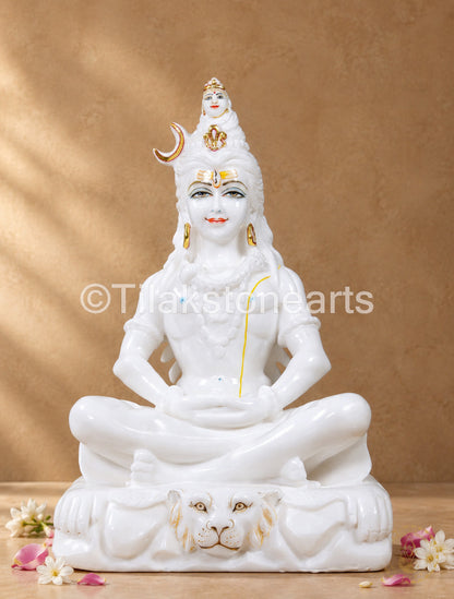 Aadi Yogi Shiv 15" Vietnam Pure White Marble Idol