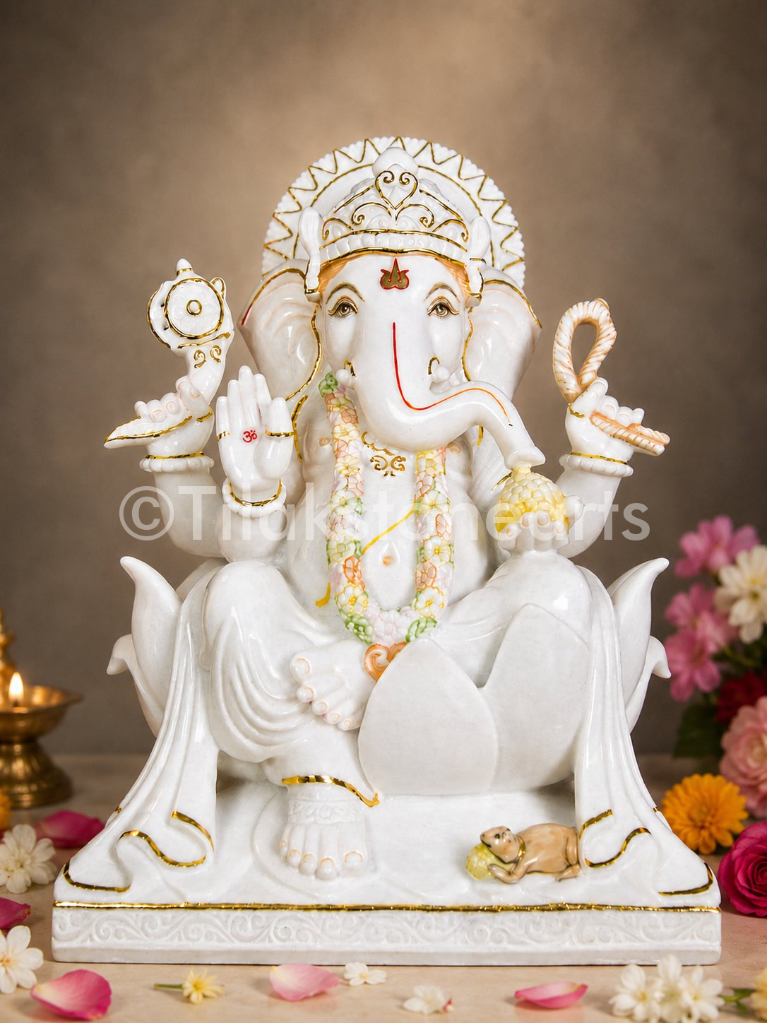 Lord Ganesh 24" Vietnam Pure White Marble Idol