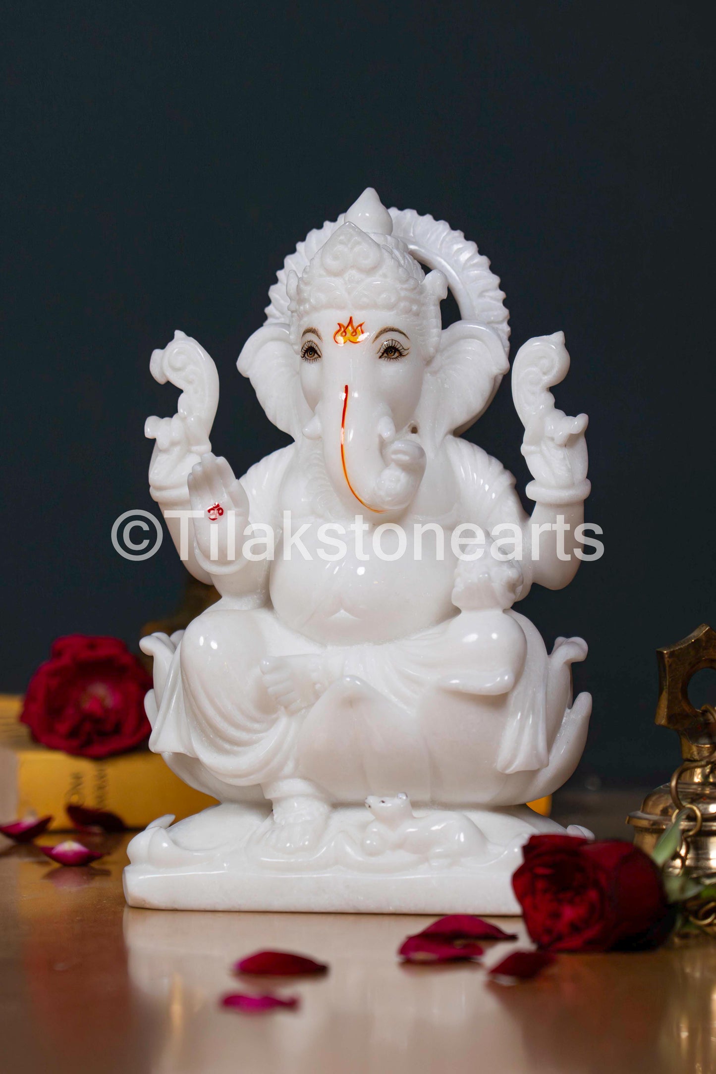 Lord Ganesha 9" Vietnam Pure White Marble Idol