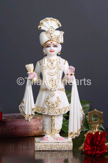 Swami Narayan Jain God 12" Vietnam Pure White Marble Idol