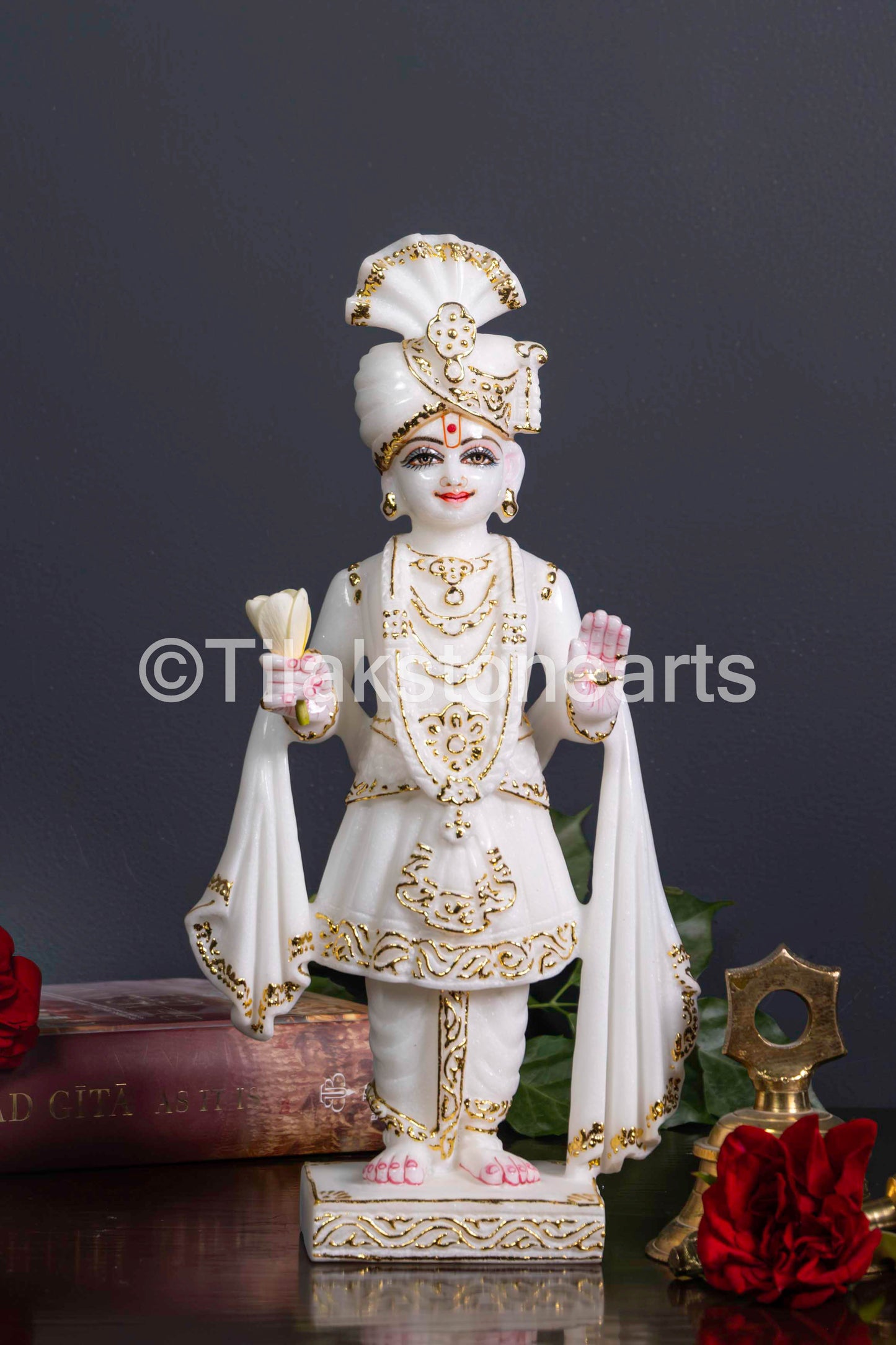 Swami Narayan Jain God 12" Vietnam Pure White Marble Idol