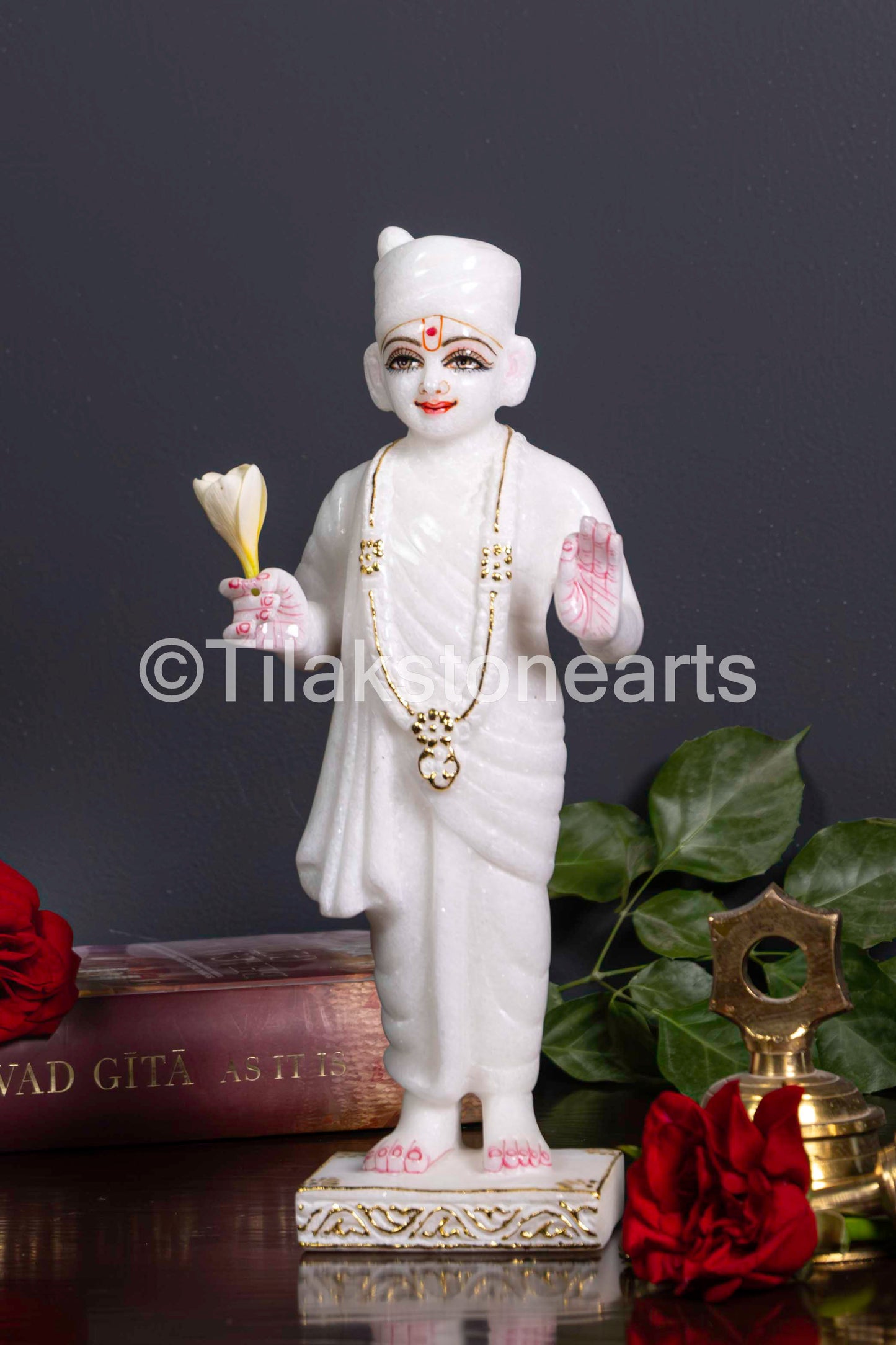 Swami Narayan Jain God 12" Vietnam Pure White Marble Idol
