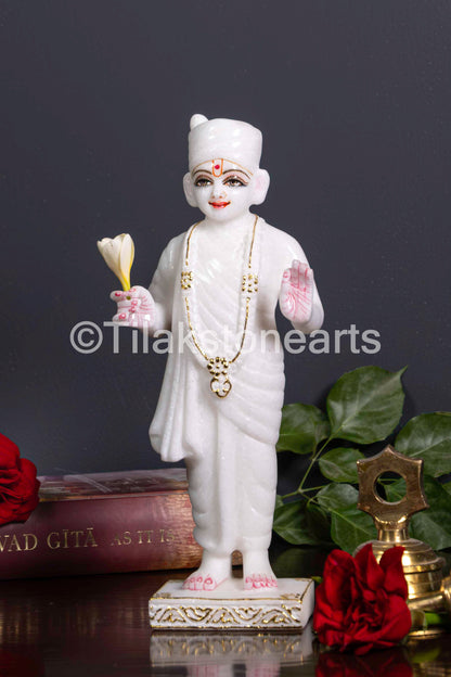 Swami Narayan Jain God 12" Vietnam Pure White Marble Idol