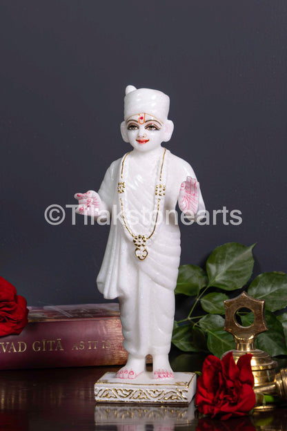 Swami Narayan Jain God 12" Vietnam Pure White Marble Idol