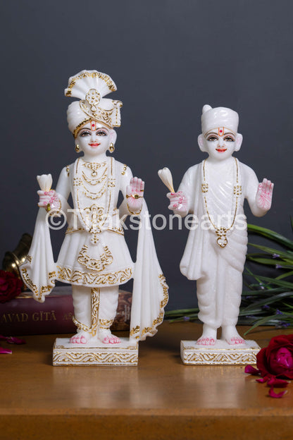 Swami Narayan Jain God 12" Vietnam Pure White Marble Idol