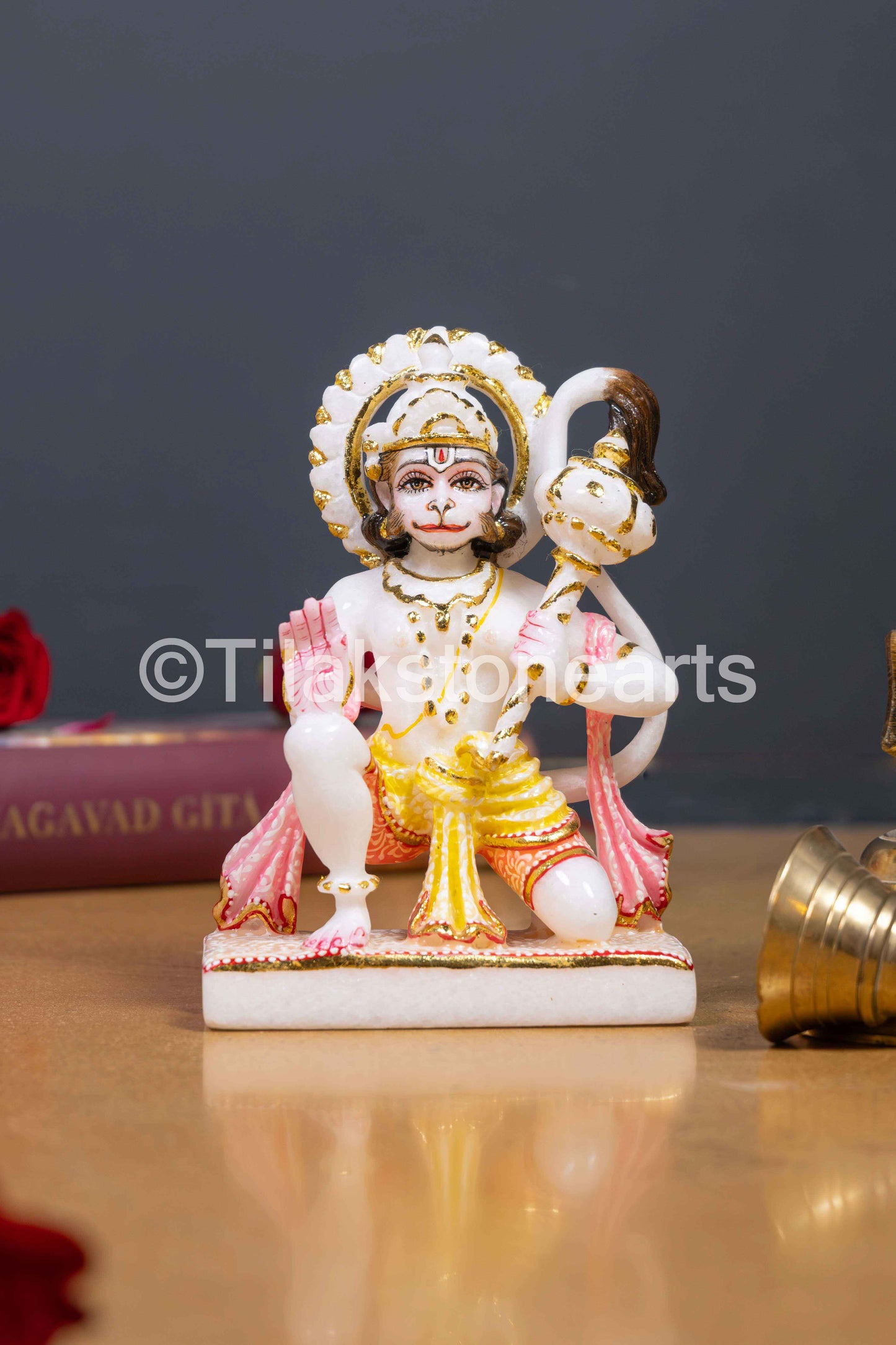 Lord Hanuman 6" Vietnam Cultured White Marble Idol