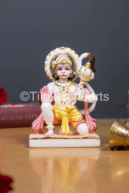 Lord Hanuman 6" Vietnam Cultured White Marble Idol