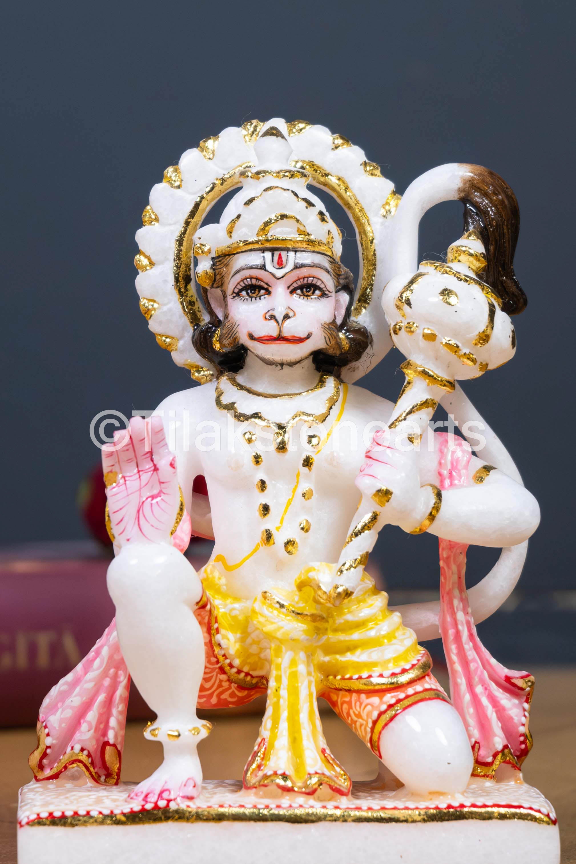 Lord Hanuman 6" Vietnam Cultured White Marble Idol