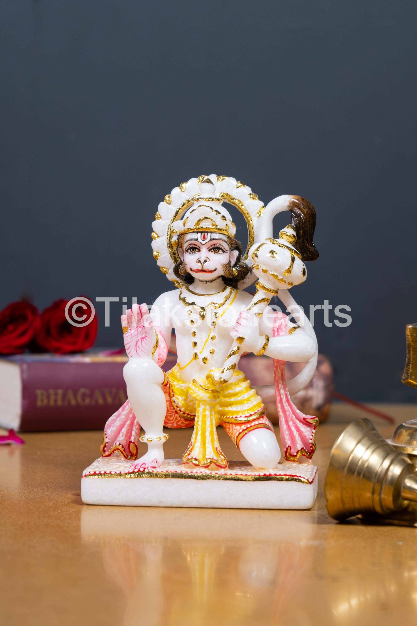 Lord Hanuman 6" Vietnam Cultured White Marble Idol