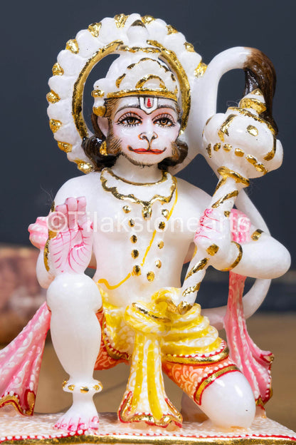 Lord Hanuman 6" Vietnam Cultured White Marble Idol