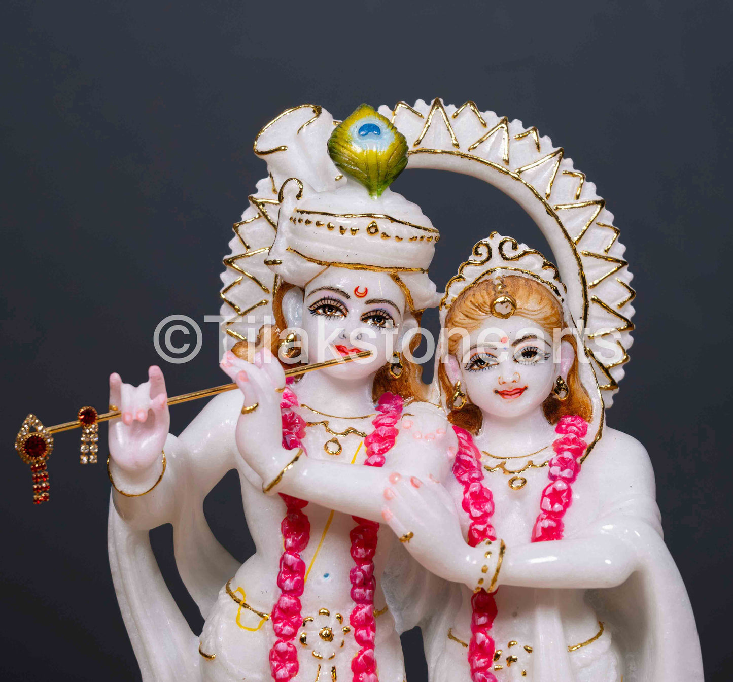 Radha Krishna Jugal Jodi 12" Vietnam Pure White Marble Idol