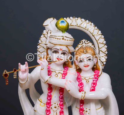 Radha Krishna Jugal Jodi 12" Vietnam Pure White Marble Idol