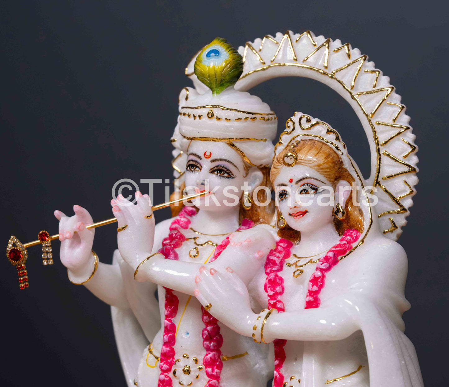 Radha Krishna Jugal Jodi 12" Vietnam Pure White Marble Idol