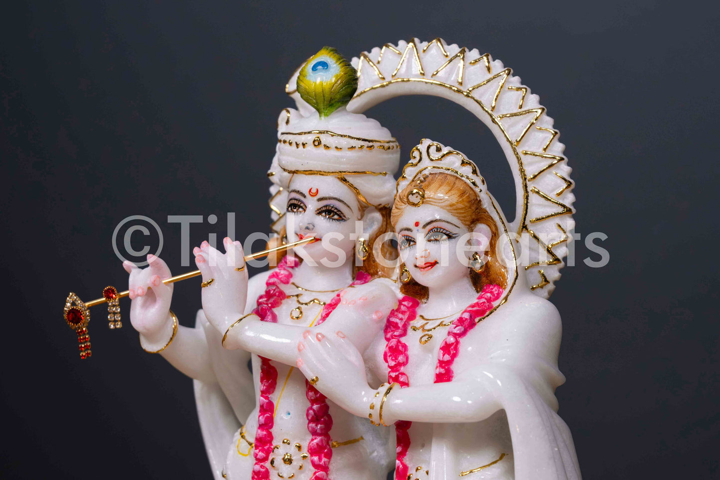 Radha Krishna Jugal Jodi 12" Vietnam Pure White Marble Idol