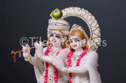 Radha Krishna Jugal Jodi 12" Vietnam Pure White Marble Idol