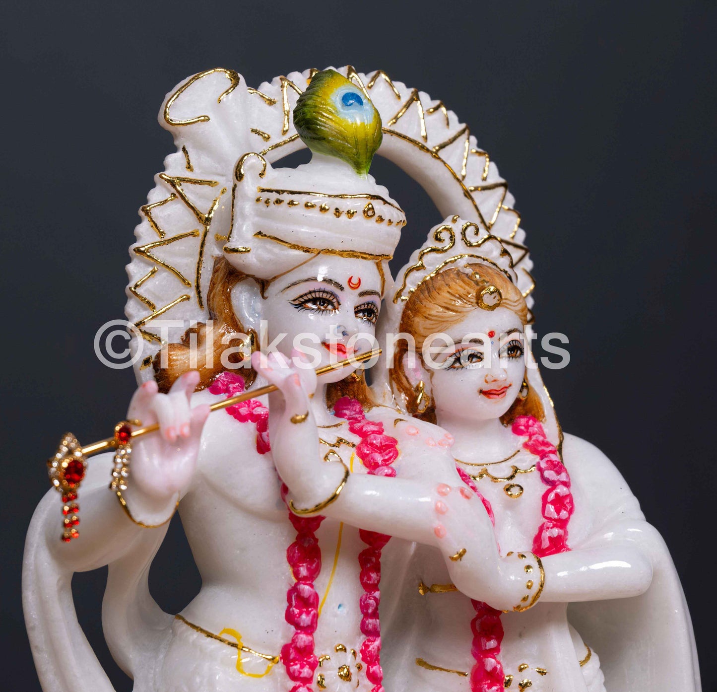 Radha Krishna Jugal Jodi 12" Vietnam Pure White Marble Idol