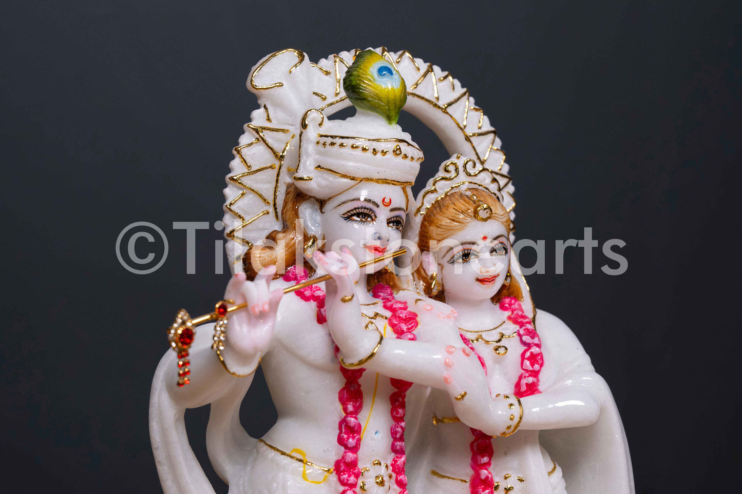 Radha Krishna Jugal Jodi 12" Vietnam Pure White Marble Idol